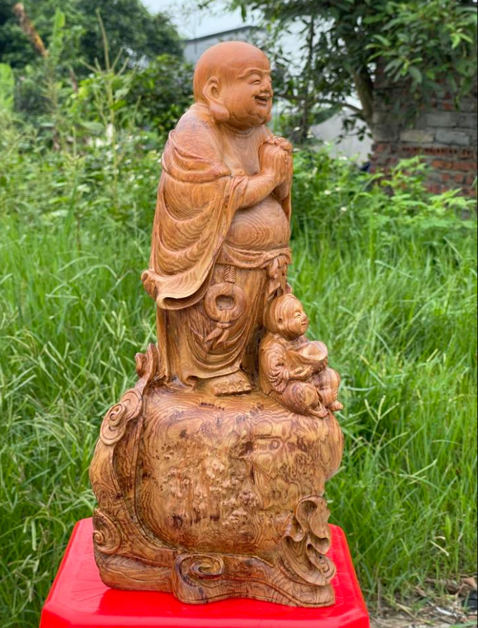 Tượng Phật Di Lặc Bách Hoa Viền Vàng
